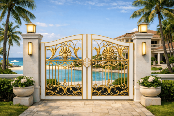 Cổng nhôm đúc KAMU được thiết kế theo phong cách đơn giản, chắc chắn. Ở chính giữa cổng được thiết kế các hoa văn rỗng tạo cho không gian phía trong sân nhà có thể đón ánh nắng và gió mát mẻ,...