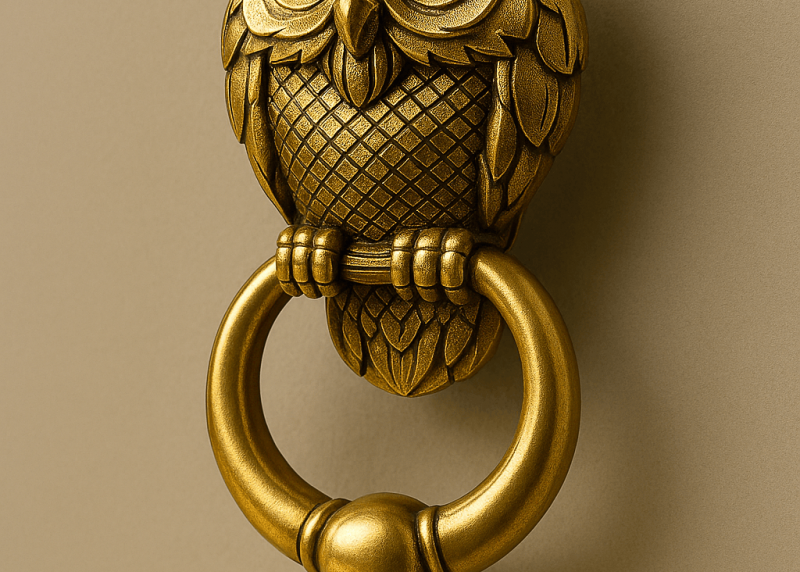 Tay nắm cổng họa tiết hình chim cú mèo