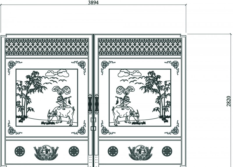 Cast aluminum gate in relief...