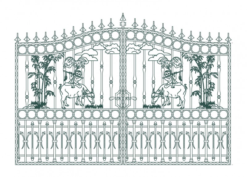 Cast aluminum gate in relief...