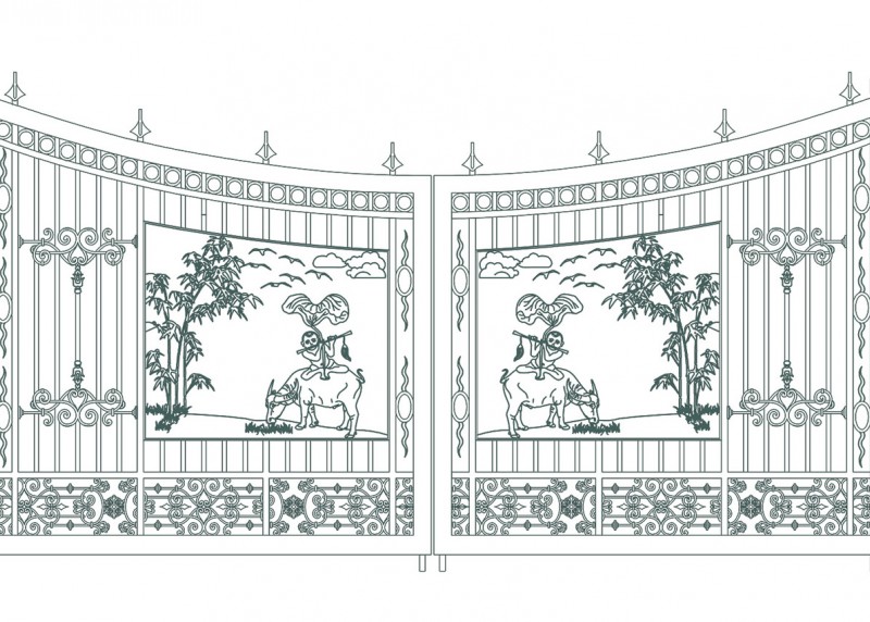 Cast aluminum gate in relief...
