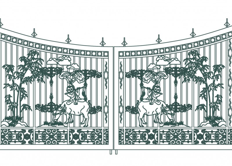 Cast aluminum gate in relief...