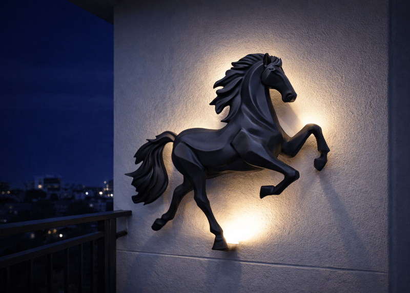 THE CAST ALUMINUM HORSE SATATUE - A DECORATIVE