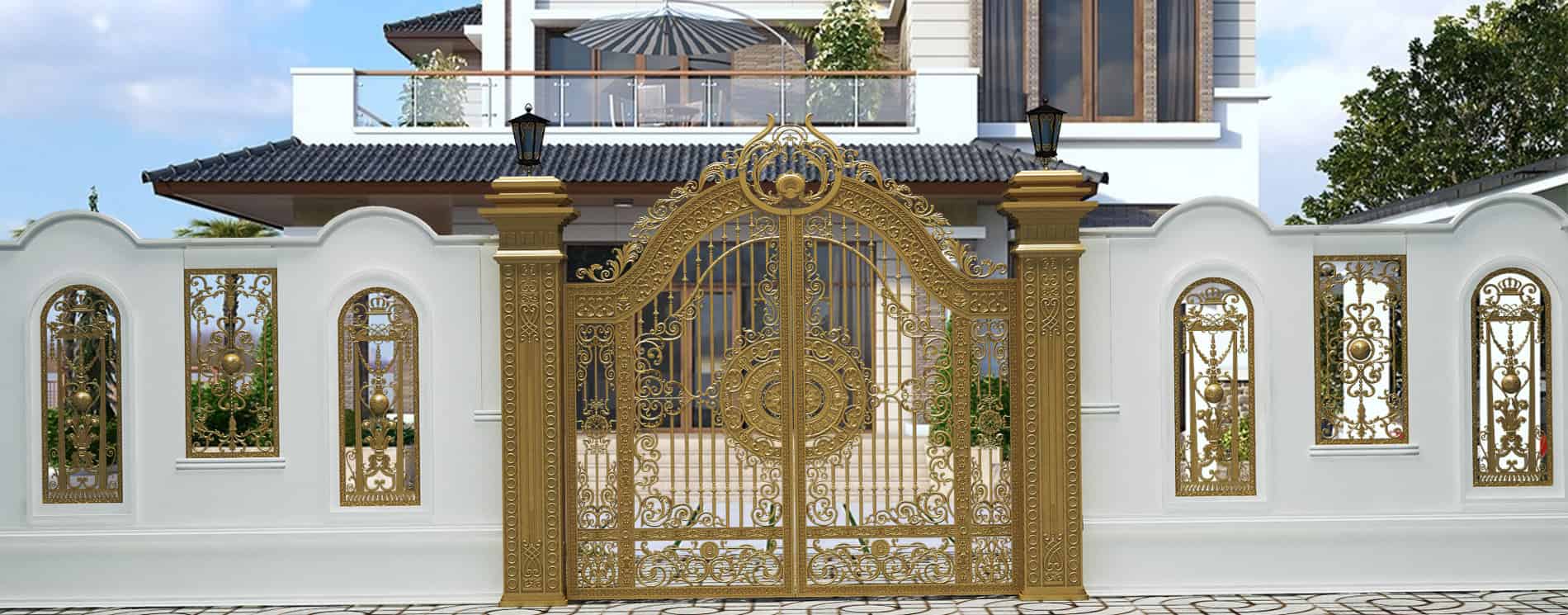Cổng nhôm đúc hiện đại phong cách tây âu mới mẻ
