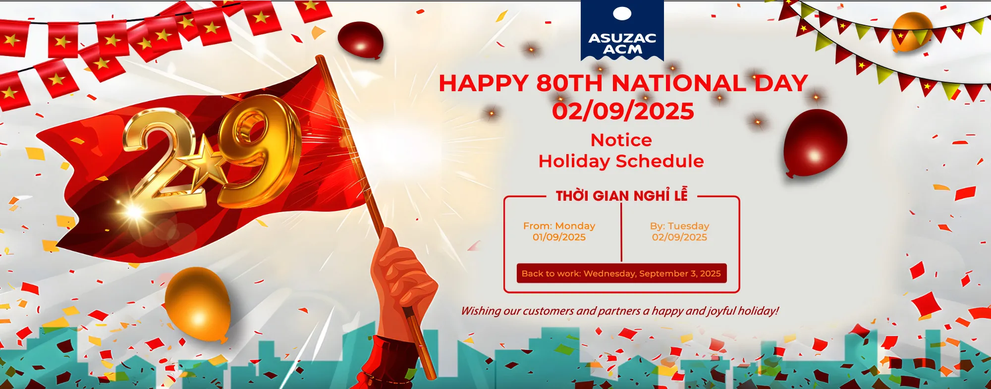 ASUZAC ACM Company Announces National Day Holiday 2025