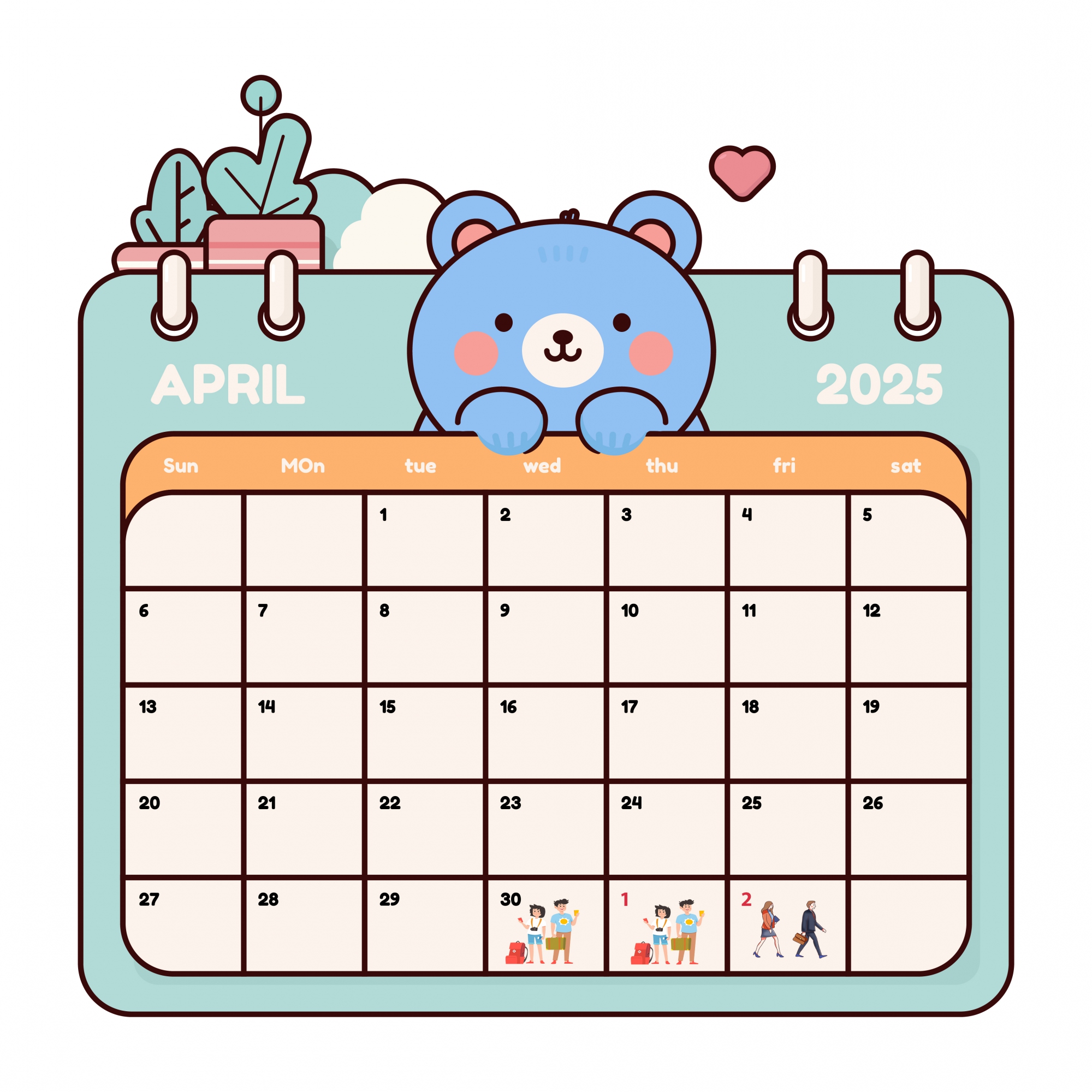 —Pngtree—cute cartoon bear with april 17923202