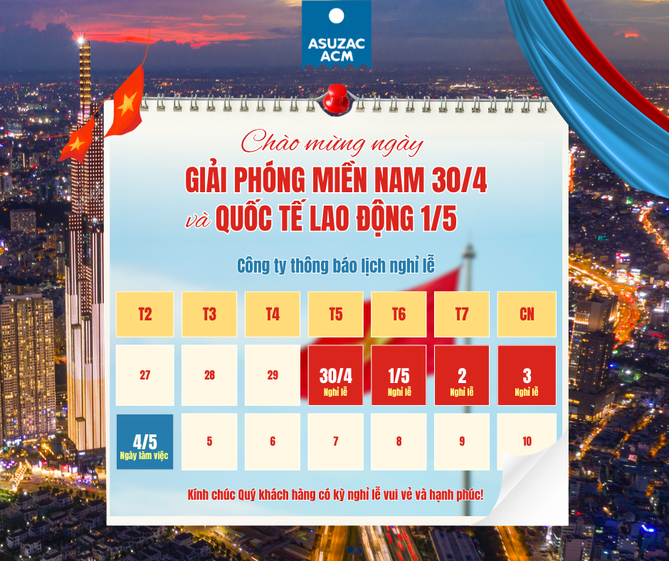 Đỏ Xanh Lam Trắng Thông Báo Lịch Nghỉ Lễ 30 4 và 1 5 Bài Đăng Facebook